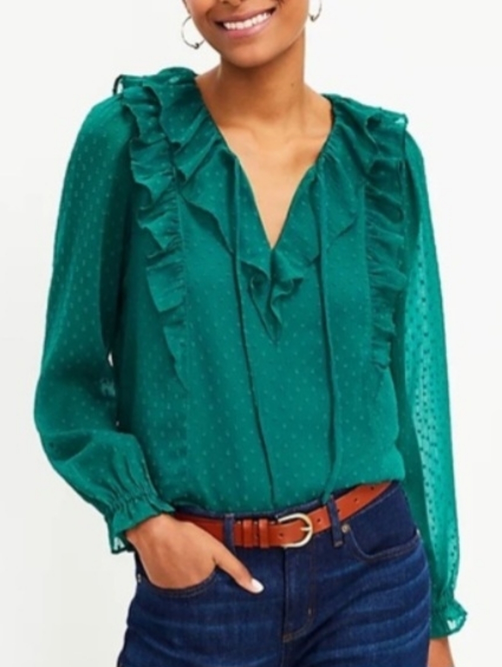 LOFT Green Sheer Blouse Top 💖